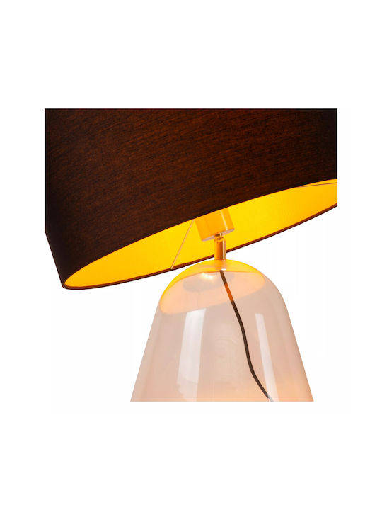Lucide Lightning Campana Glass Table Lamp for Socket E27 with Brown Shade and Transparent Base