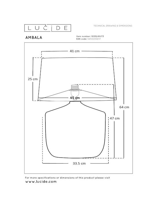 Lucide Lightning Πορτατίφ για Ντουί E27 με Λευκό Καπέλο και Μπεζ Βάση