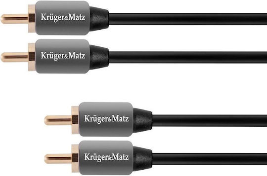 Kruger & Matz Кабел 2x RCA мъжки - 2x RCA мъжки 1м KM0304