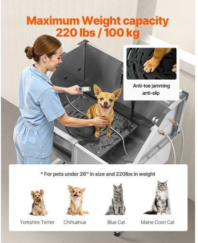 Vevor Dog Grooming Bathtub Stainless Steel Stairs Faucet Left Door 96.5 cm Bxgcwyg38czj4vwjjv0