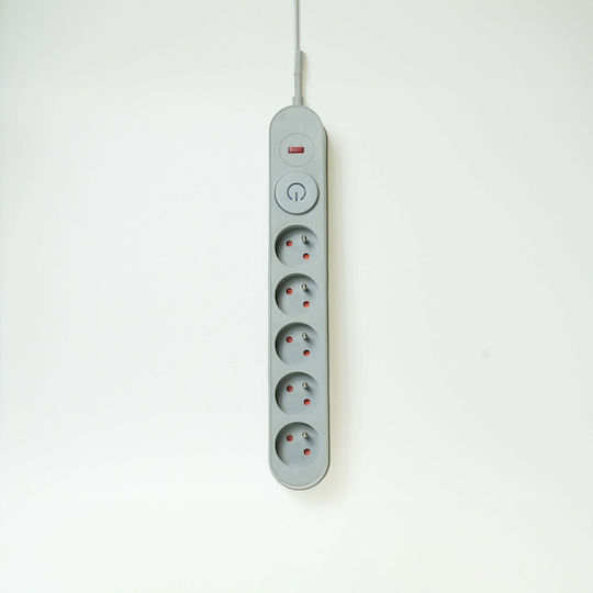 Plastrol Power Strip Safety 5 Sockets with Switch and Cable 3m Gray