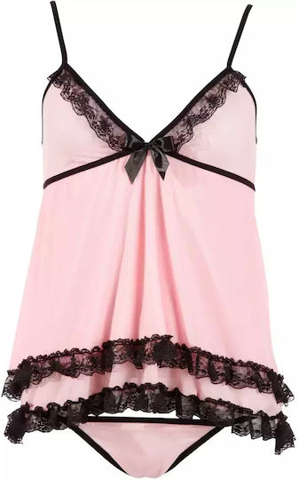 Cottelli Collection Σετ Sexy Νυχτικό με Δαντέλα Ροζ