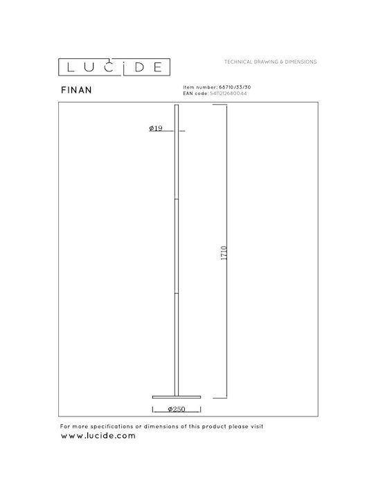 Lucide Lightning Finan LED Floor Lamp with Warm White Light Black