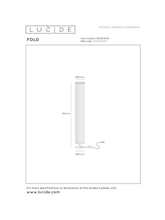 Lucide Lightning Fold Φωτιστικό Δαπέδου με Ντουί για Λαμπτήρα E27 Λευκό