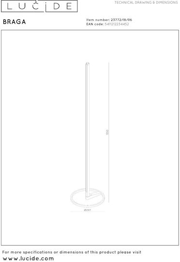 Lucide Lightning Braga Lampa de podea LED cu Lumină Alb Reglabil Maro