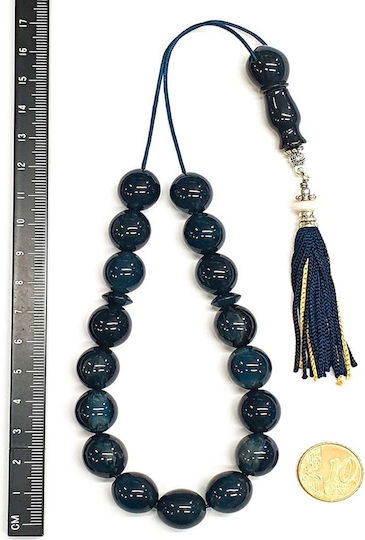 Roloi Komboloi Mastic Worry Beads Blue 33cm