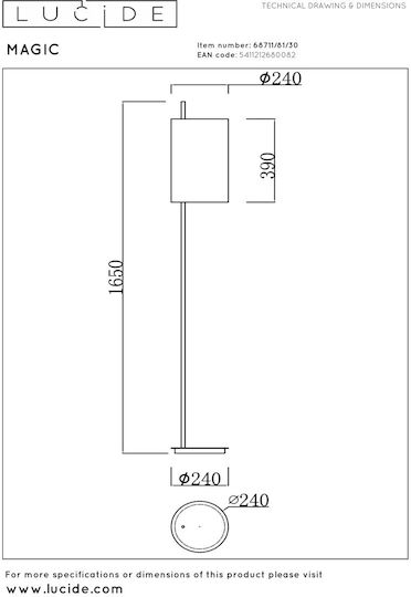 Lucide Lightning Magic Floor Lamp with Socket for Bulb E27 Black