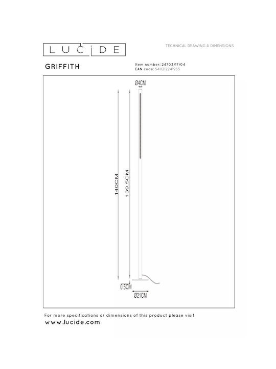 Lucide Lightning Griffith LED Stehleuchte mit Einstellbarem Weißem Licht Bronze