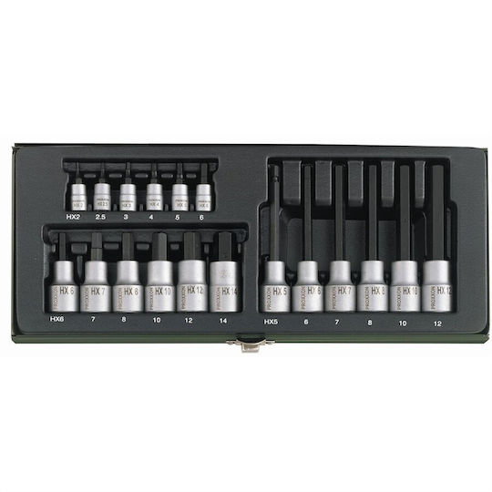 Proxxon Bit-Stecknüsse mit Bits Allen und Antriebsvierkant 1/2'', 1/4'' Set 18Stück
