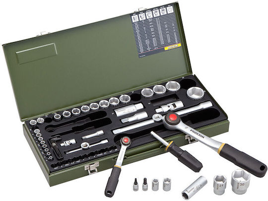 Proxxon Set de chei tubulare și clichet 1\4" & 1\2" 56buc