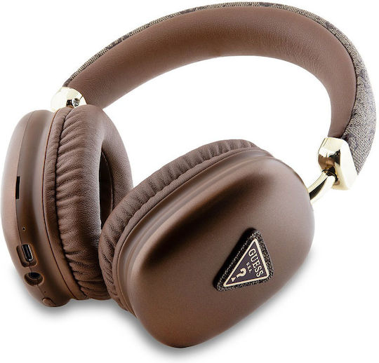 Guess Triangle Logo Wireless Wired Over Ear Headphones With 32 Hours Playing Time Brown