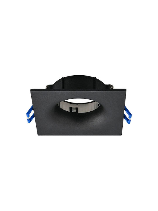 Braytron Τετράγωνο Μεταλλικό Χωνευτό Σποτ Μαύρο 8.9x8.9εκ. 1τμχ