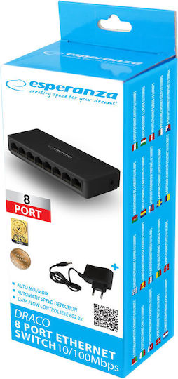 Esperanza ENS102 Managed Switch με 8 Θύρες Gigabit (1Gbps) Ethernet