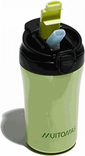 Muitomas Bottle Thermos Plastic / Stainless Steel 350ml Green with Straw