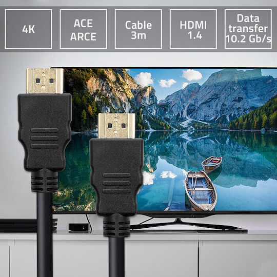 Qoltec HDMI 1.4 Високоскоростен 1080p 120Hz HDMI Кабел HDMI Мъжки - HDMI Мъжки 3м Черен