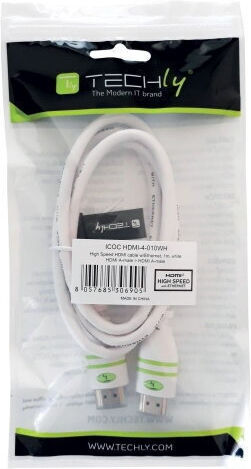 Techly Cable HDMI male - HDMI male 1m Λευκό