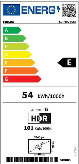 Finlux Smart Τηλεόραση 50" 4K UHD LED 50-FUA-8063 HDR (2023)