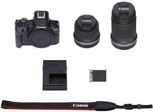 Canon EOS R50 Mirrorless Camera Kit (RF-S 18-45mm f/4.5-6.3 IS STM + RF-S 55-210mm f/5-7.1 IS STM) Black