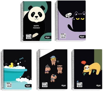 Skag Spiral Notebook Ruled B5 120 Sheets 4 Subjects 1pcs (Μiscellaneous Designs)