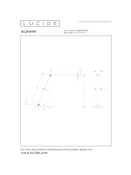 Lucide Lightning Aldwin LED Φωτιστικό Γραφείου σε Μαύρο Χρώμα