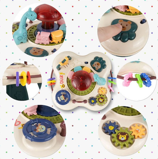 2in1 Happy Zoo Lernspielzeug-Tisch für Babys von Idealstore, inklusive Zugwaggons, drehbare Tiere, Lenkrad, abnehmbares interaktives Panel mit Licht- und Soundeffekten, bewegliche Elemente, Ein-/Ausschalter