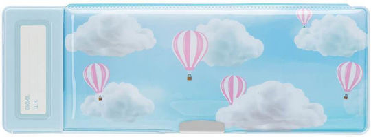 Yolo Retro Magnetic Pencil Case with Calculator Light Blue
