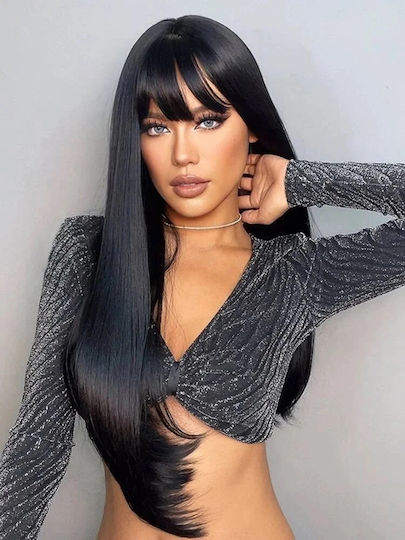 Hair Duty Wig with Synthetic Hair in Black Color 70cm
