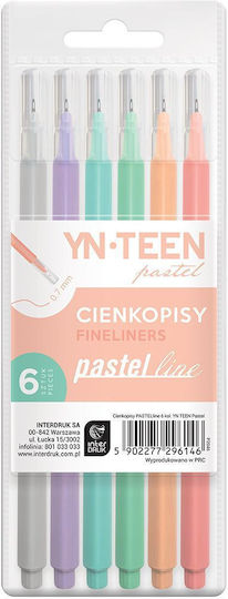 interDRUK Fineliners Pastel Line Zeichenmarker 6mm Mehrfarbig 6Stück