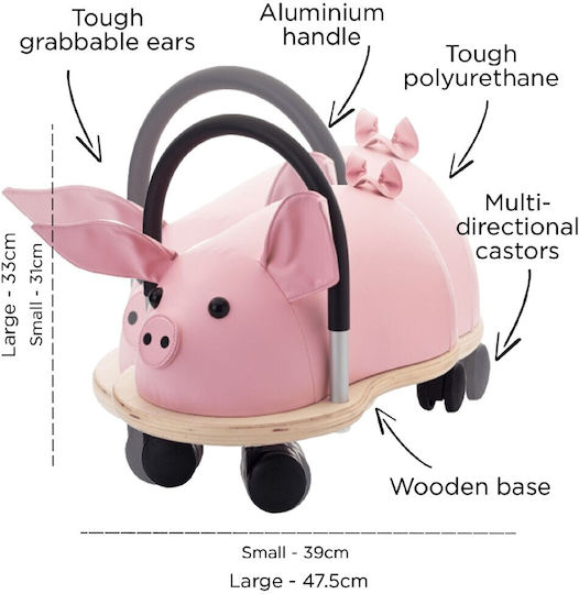 Wheelybug Mersul În Cărucior Pentru Bebeluşi Animal Roz Ride On Pentru Peste 36 Luni Porc Mare