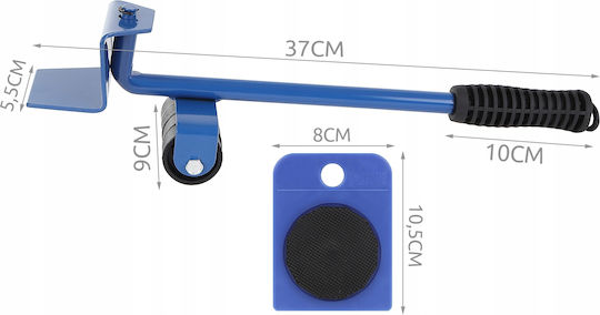 Set mutare mobilă Idealstore Movingkit include 4 suporturi 8 roți pârghie din oțel mâner din cauciuc greutate maximă 150 kg