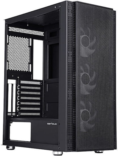 Serioux Quantum Gaming Midi Tower Κουτί Υπολογιστή με Πλαϊνό Παράθυρο και RGB Φωτισμό Μαύρο