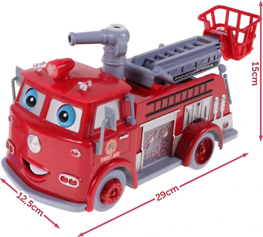 Camion de Pompieri Interactiv Idealstore Bubble Fun Echipat cu un Tun Mobil care Eliberează Bule Funcții de Sunet și Lumină Funcție de Evitare a Obstacolelor