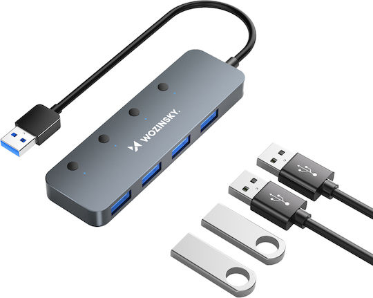Wozinsky Hub 4 Θυρών USB 3.0 με σύνδεση USB-A Γκρι
