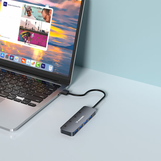 Wozinsky Hub 4 Θυρών USB 3.0 με σύνδεση USB-A Γκρι