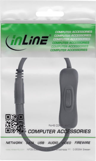 Inline Dc Cable Switch Dc St Bu 5.5x2.5mm Awg 18 Black 0.20m