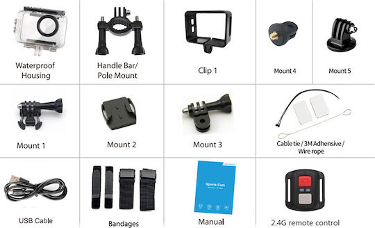 idl-M40R 256GB Action Camera 5K Underwater with Screen 2" and Wi-Fi Black