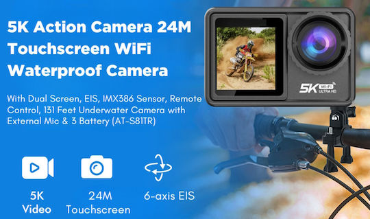 idl-S81TR5K Cameră de Acțiune 5K cu Ecran 1.4" și Wi-Fi Neagră