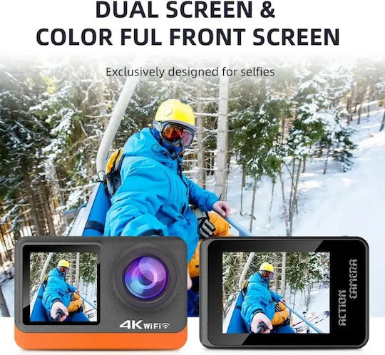 idl-Q80TR 32GB Cameră de Acțiune 4K Ultra HD Subacvatică (cu Carcasă) cu Ecran 2" și Wi-Fi Neagră