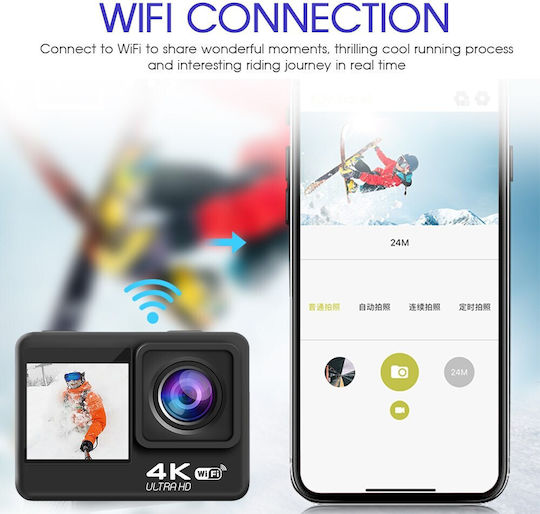 idl-Super-S60TR 128GB Cameră de Acțiune 4K Ultra HD Subacvatică (cu Carcasă) cu Ecran 1.3" și Wi-Fi Violet