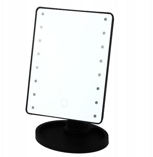 Lean Toys Tabletop Makeup Mirror with Light Black