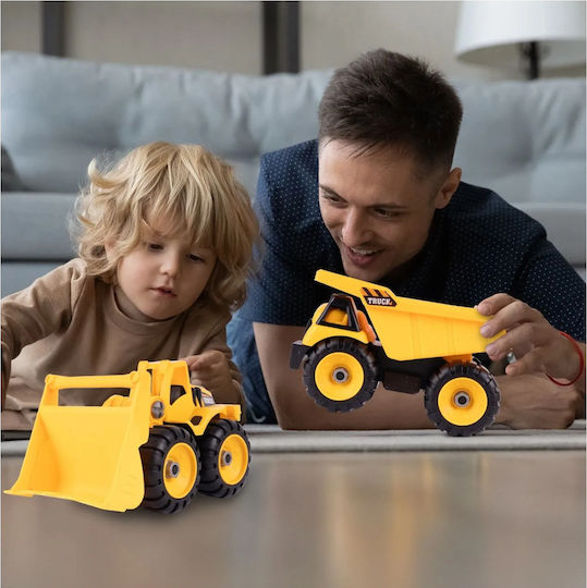 Idealstore Camion Vehicule de Construcție Demontabile Dimensiuni 54 X 16 X 12 Cm Include Un Camion Basculant Un Buldozer Șurubelniță Cheie Rampă Coborâre Vehicule Plastic Abs De Înaltă Calitate Dezvoltă Abilități de Studiu