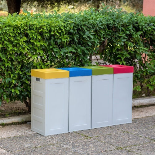 Viomes Cubo Recycling Recycling Plastic Waste Bin 70lt Blue Cap Gray
