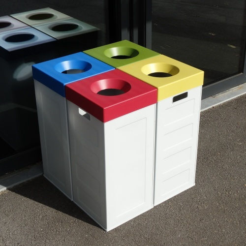 Viomes Cubo Recycling Recycling Plastic Waste Bin 70lt Blue Cap Gray