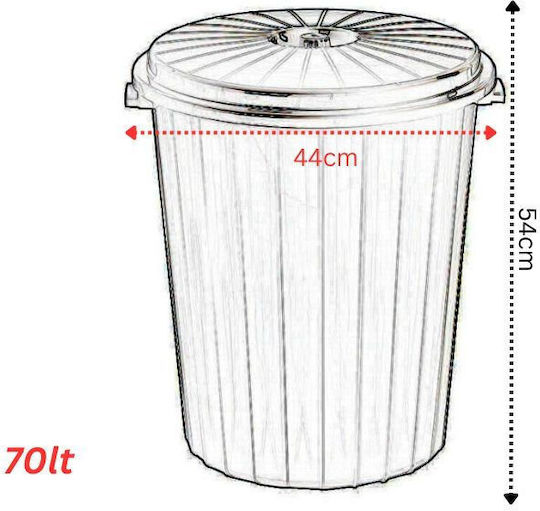 Plastic Waste Bin 70lt Black