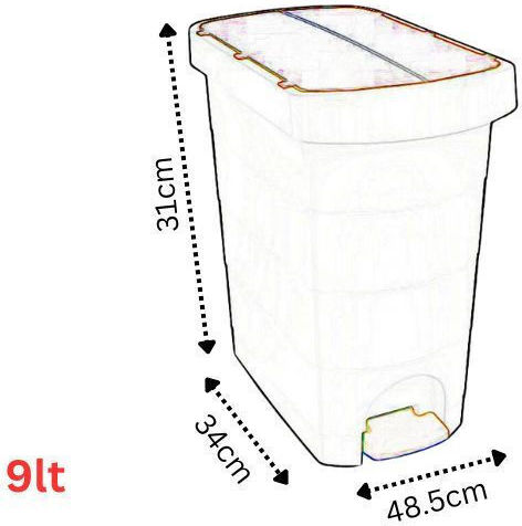 Plastic Waste Bin 9lt with Pedal Black