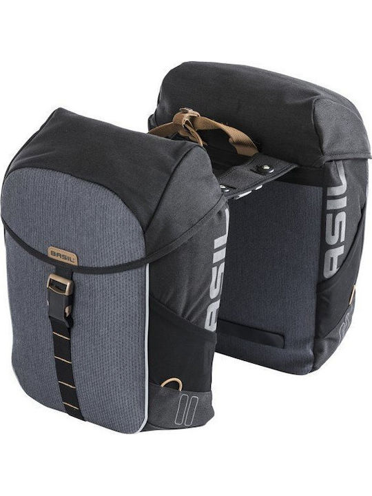 Basil Miles Tarpaulin Double Pannier Bag Mik 34L Mik System Ready to Go 100% Waterproof Black Slate New 2025