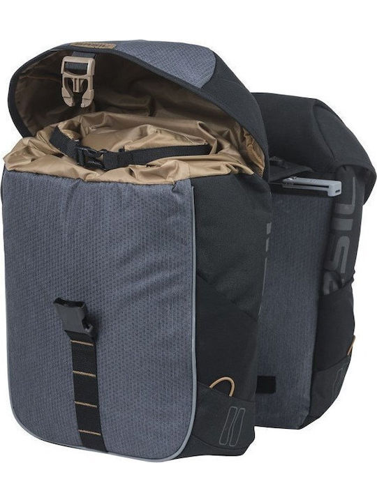 Basil Miles Tarpaulin Double Pannier Bag Mik 34L Mik System Ready to Go 100% Waterproof Black Slate New 2025