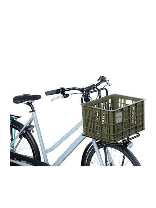 Handlebar Rack Basket Basil Bicycle Crate M 29.5l Recycled Synthetic Moss Green New