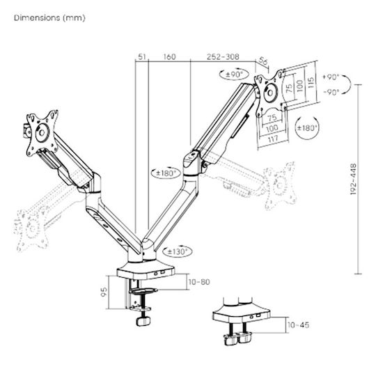 Brateck Halterung Auf dem Schreibtisch für 2 Monitore bis 32" (LDT97-C024E)
