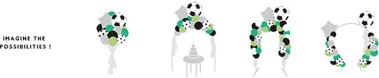 Ghirlandă de Baloane de Fotbal Idealstore pentru Petrecere Include 48 de Baloane, Panglică de 2,5 m, O Pereche de Benzi de Spumă din Hârtie, Dimensiuni 150 x 126 cm, Latex, Culori Mixte, Ideal pentru Petrecerile Băieților
